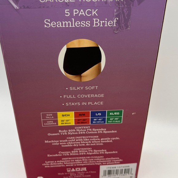 Carole Hochman Women's Seamless Brief 5-Pack Full Coverage, Black/Beige, Size M - Picture 5 of 8